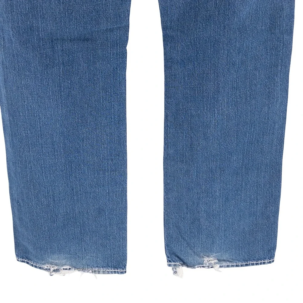 VTG Y2K True Religion Mens 38x33 Ricky Straight Jeans Blue Thick White Stitching
